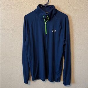 Under Armour Men's Blue Jacket with Neon Green Accents